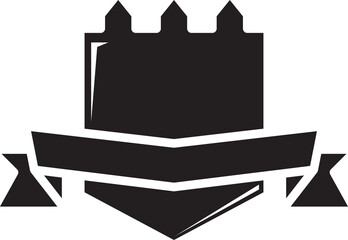 Shield with Ribbon Badge Illustration