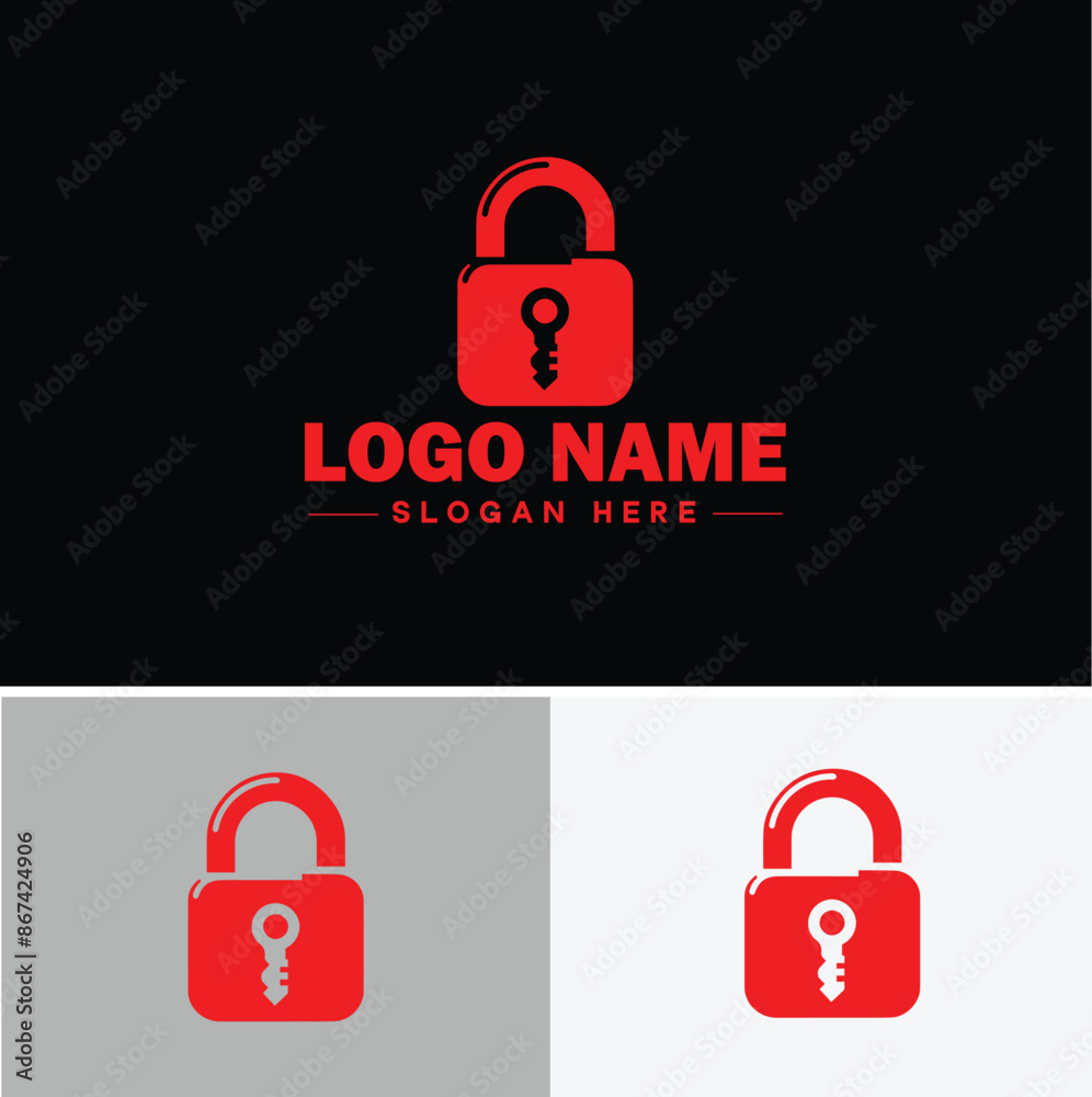 Wall mural lock and key icon Padlock Bolt Deadbolt flat logo sign symbol editable vector