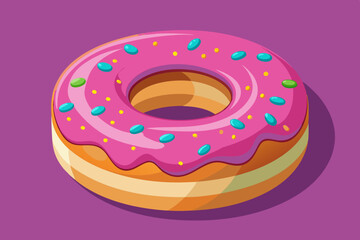 A variety of delicious donuts with colorful sprinkles, pink icing, and plain white icing