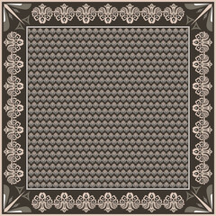 Obraz premium Hijab scarf flower abstract pattern.Ethnic geometric ornament with frame motif border hijab pattern.Design for fabric,print,scarves,shawl,kerchief,bandana,clothing,pareo,pillows,tablecloth,decoration.