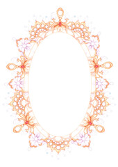 Hand drawn watercolor vintage golden and silver jewelry wreath frame border isolated on white background. Can be used for cards, label and other printed products.