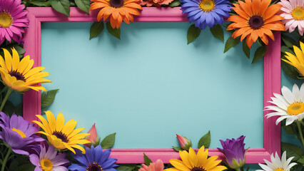 Obraz premium framing flowers on minimalist design