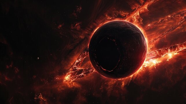 A picture of a dark and empty space, filled with stars shining brightly, featuring a black hole at its center