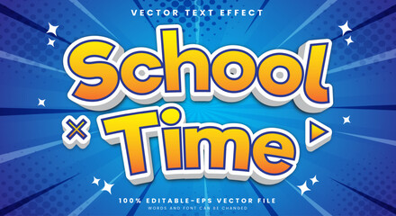 School Time 3d editable text effect Template with Cartoon Style