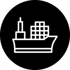 Obraz premium Cargo Ship Vector Line White Circle Black