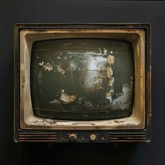  Vintage Television Display: Dirty Screen and Peeling Paint