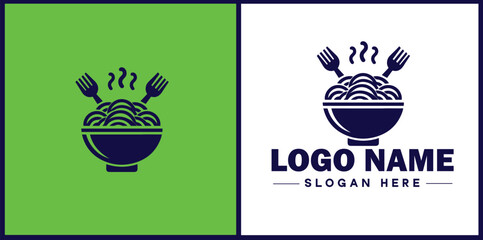 pasta bowl icon Pasta dish Pasta plate Pasta container flat logo sign symbol editable vector