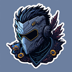 A cyberpunk demon assassin warrior ninja stands in a neon-lit alley, ready for action, with a glowing katana and futuristic armor.