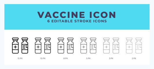 Vaccine stroke icon for web. Mobile apps and ui.