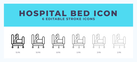 Hospital bed line icon vector illustration in trendy style.