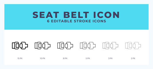 Seat belt icon vector illustration. With editable stroke for web. App and more.