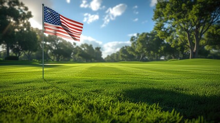 Expansive Flag of America on Grass