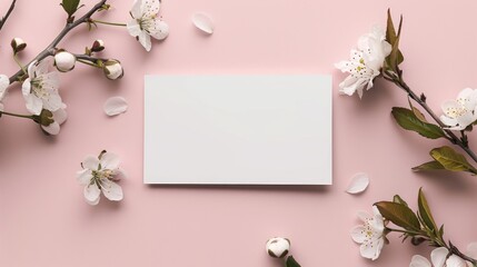 Floral Blank Business Card Photo with Soft Shadows for Design Presentations