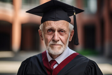 Successful senior student in graduation cap and gown generative AI technology