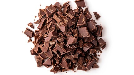 Fototapeta premium A pile of colorful chocolate pieces arranged on a clean white surface, great for advertising or editorial use