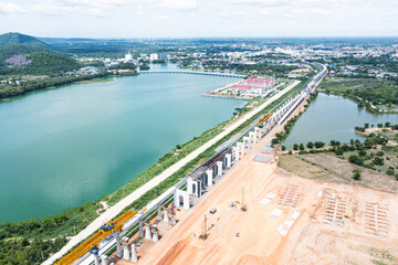 Obraz premium Plan for Thai - China high speed train section 1 from Bangkok to Nakhon Ratchasima, High-speed train of Chinese made FuxingHao, base from CR400AF For Thailand 