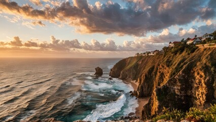 Obraz premium a view of the ocean from the top of a cliff