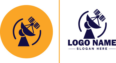 satellite dish icon Satellite antenna Satellite receiver Parabolic dish flat logo sign symbol editable vector