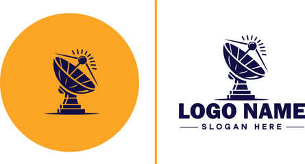 satellite dish icon Satellite antenna Satellite receiver Parabolic dish flat logo sign symbol editable vector