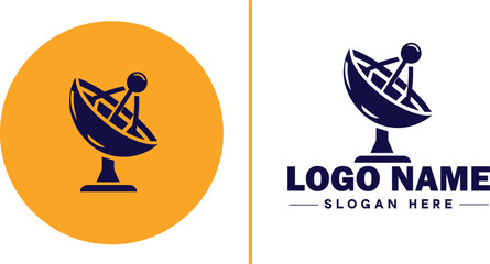 satellite dish icon Satellite antenna Satellite receiver Parabolic dish flat logo sign symbol editable vector