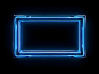 Fototapeta premium Blue Neon Frame Sign Template: Realistic Glowing Signboard Design for Modern and Vibrant Displays