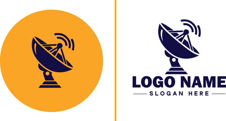 satellite dish icon Satellite antenna Satellite receiver Parabolic dish flat logo sign symbol editable vector