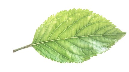 A single leaf on a white background