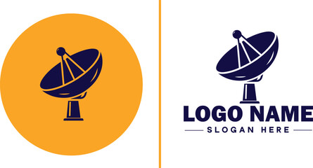 satellite dish icon Satellite antenna Satellite receiver Parabolic dish flat logo sign symbol editable vector