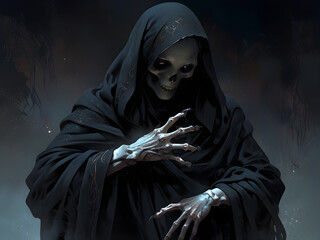 Dark Fantasy Horror Death Incarnate with Eerie and Scary Skull