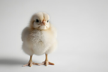 Fototapeta premium Adorable fluffy chick, newly hatched and exploring its surroundings with curiosity and innocence.