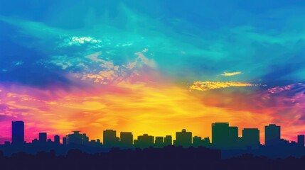 Fototapeta premium Silhouetted Cityscape at Sunset