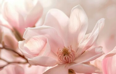  Soft Pink Blossoms with Delicate Petals: Close-up of Beautiful Spring Flowers