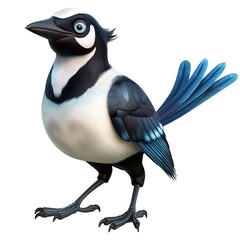 Naklejka premium Magpie 3D cartoon isolated whitebackground 