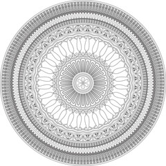 Vector black monochrome classic Greek round outline ornament. Circle of Ancient Greece and the Roman Empire. Byzantine painting of walls, floors and ceilings. Decoration of European palaces