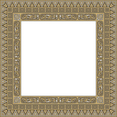 Vector gold and black square national Indian patterns. National ethnic ornaments, borders, frames. colored decorations of the peoples of South America, Maya, Inca, Aztecs.