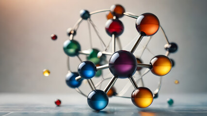 Obraz premium 3d colorful molecular structure. Concept of the science, connection, chemistry, biology, medicine, technology.
