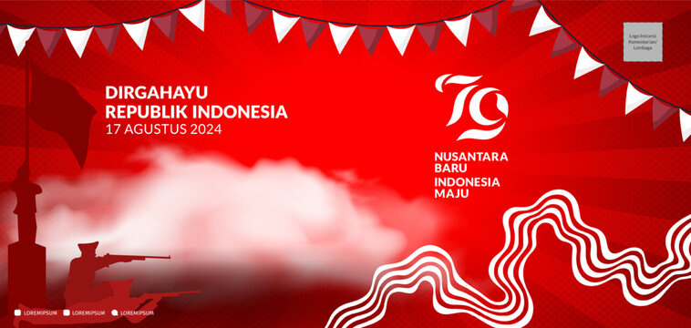 79 years, Anniversary Independence Day of the Republic of Indonesia. Illustration banner, poster template Design