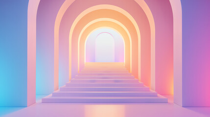 breakthrough innovation flat design, front view, futuristic theme, 3D render, Vivid Color Scheme