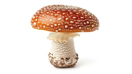 Obraz premium Clay brown mushroom with white dots on white background