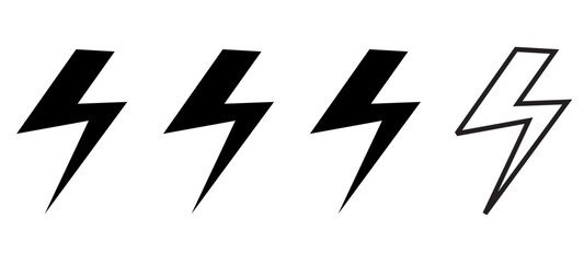 Pictogram.Thunder bolt icon set. power energy lightning vector symbol. Electric current pictogram.