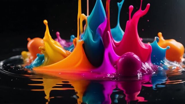 Colourful Ink Splashing And Swirling. Slow Motion Abstract black Background, blue and white colour full hd 4k video download