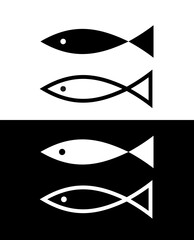 Fish icon. Stylized or abstract silhouette of a fish. Fishing symbol. Attribute of a river or aquarium, sea or ocean.