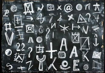  Creative Hand-drawn Chalkboard Sign with Scribbles and Symbols