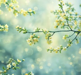 Obraz premium Blurred Spring Flower Bouquet with Depth of Field Effect on a Soft, Pastel Background