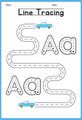 Line tracing Handwriting practice for kids