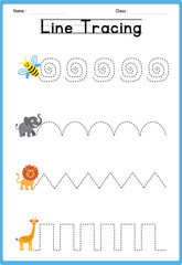 Line tracing Handwriting practice for kids