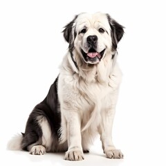 Pyrenean mastiff dog breed standing against white background, AI Generated
