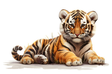 Obraz premium Majestic Tiger on White Background