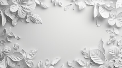 Beautiful white background with carved leaf frame
