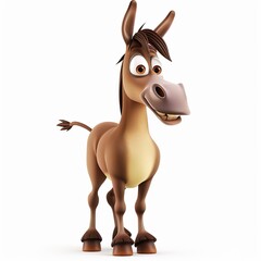 Fototapeta premium Mule 3D cartoon isolated whitebackground 